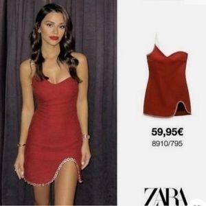 Zara NWT chain trim asymmetrical dress